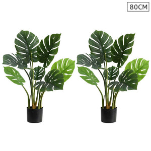 NNEAGS 2X 80cm Artificial Indoor Potted Turtle Back Fake Decoration Tree Flower Pot Plant