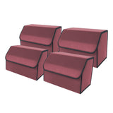 NNEAGS 4X Leather Car Boot Collapsible Foldable Trunk Cargo Organizer Portable Storage Box Red Medium