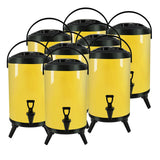 NNEAGS 8X 18L Stainless Steel Insulated Milk Tea Barrel Hot and Cold Beverage Dispenser Container with Faucet Yellow