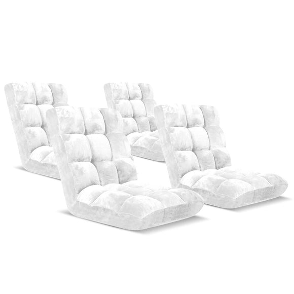 NNEAGS 4X Floor Recliner Folding Lounge Sofa Futon Couch Folding Chair Cushion White