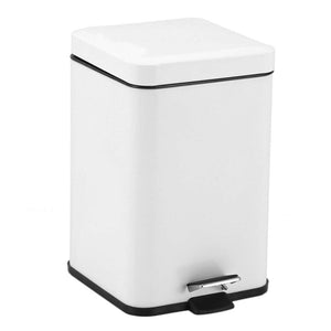 NNEAGS Foot Pedal Stainless Steel Rubbish Recycling Garbage Waste Trash Bin Square 6L White