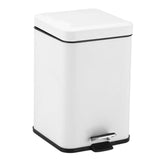 NNEAGS Foot Pedal Stainless Steel Rubbish Recycling Garbage Waste Trash Bin Square 6L White