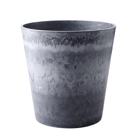 NNEAGS 32cm Weathered Grey Round Resin Plant Flower Pot in Cement Pattern Planter Cachepot for Indoor Home Office