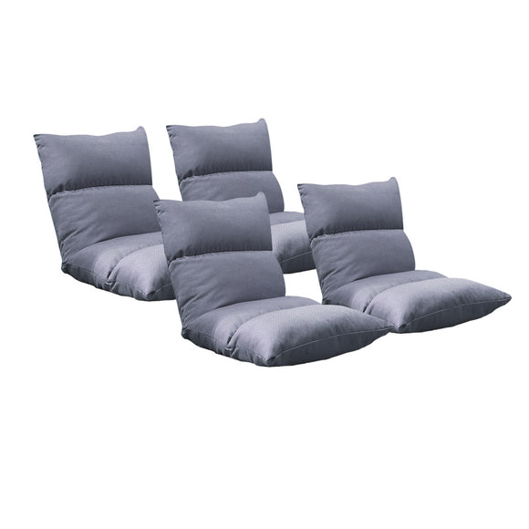 NNEAGS 4X Lounge Floor Recliner Adjustable Lazy Sofa Bed Folding Game Chair Grey