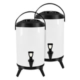 NNEAGS 2X 16L Stainless Steel Insulated Milk Tea Barrel Hot and Cold Beverage Dispenser Container with Faucet White