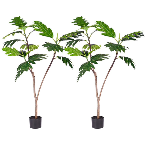 NNEAGS 2X 120cm Artificial Natural Green Split-Leaf Philodendron Tree Fake Tropical Indoor Plant Home Office Decor