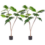 NNEAGS 2X 120cm Artificial Natural Green Split-Leaf Philodendron Tree Fake Tropical Indoor Plant Home Office Decor