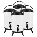 NNEAGS 4X 14L Stainless Steel Insulated Milk Tea Barrel Hot and Cold Beverage Dispenser Container with Faucet White