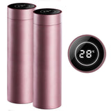 NNEAGS 2X 500ML Stainless Steel Smart LCD Thermometer Display Bottle Vacuum Flask Thermos Rose Gold