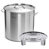 NNEAGS 33L Stainless Steel Stock Pot with One Steamer Rack Insert Stockpot Tray