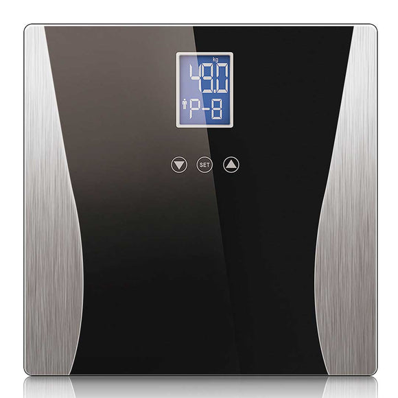 NNEAGS Wireless Digital Body Fat LCD Bathroom Weighing Scale Electronic Weight Tracker Black