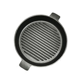NNEAGS 26cm Round Ribbed Cast Iron Frying Pan Skillet Steak Sizzle Platter with Handle