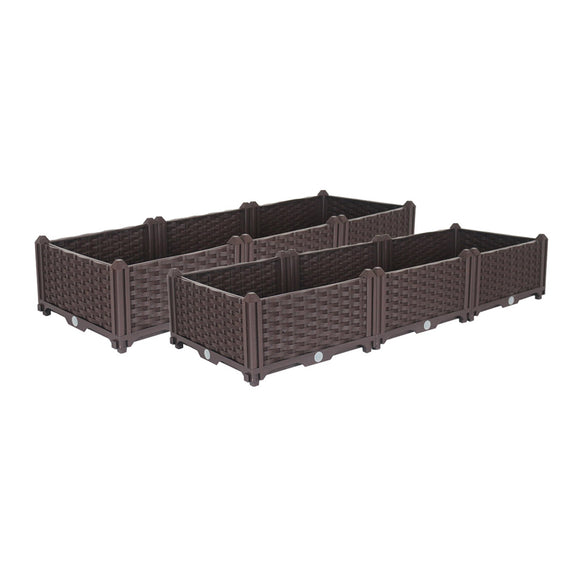 NNEAGS 2X 120cm Raised Planter Box Vegetable Herb Flower Outdoor Plastic Plants Garden Bed
