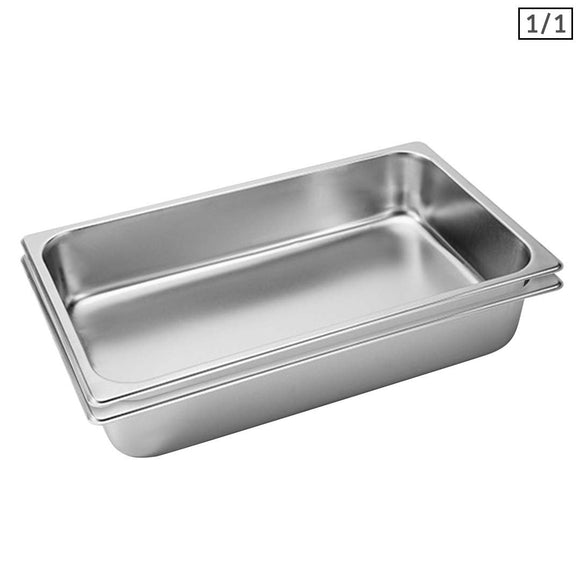 NNEAGS 2X GN Pan Full Size 1/1 GN Pan 10cm Deep Stainless Steel Tray