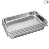 NNEAGS 4X GN Pan Full Size 1/1 GN Pan 6.5cm Deep Stainless Steel Tray