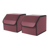 NNEAGS 2X  Leather Car Boot Collapsible Foldable Trunk Cargo Organizer Portable Storage Box Red Small