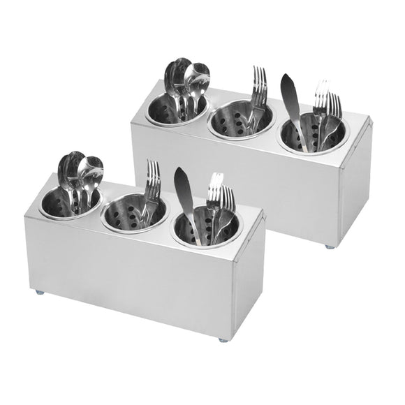 NNEAGS 2X 18/10 Stainless Steel Conical Utensils Cutlery Holder with 3 Holes