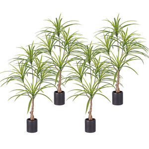NNEAGS 4X 90cm Artificial Natural Green Dracaena Dragon Tree Fake Tropical Indoor Plant Home Office Decor