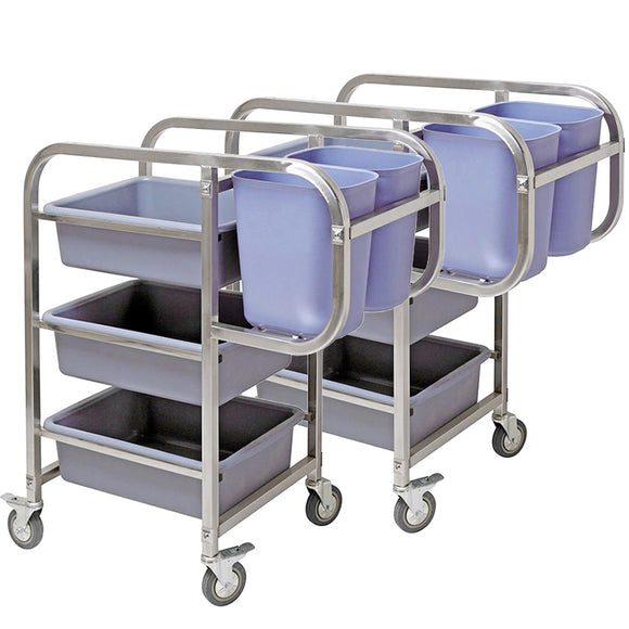NNEAGS 2X 3 Tier Food Trolley Food Waste Cart Five Buckets Kitchen Food Utility 82x43x92cm Square