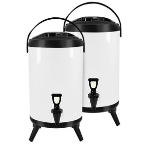 NNEAGS 2X 18L Stainless Steel Insulated Milk Tea Barrel Hot and Cold Beverage Dispenser Container with Faucet White