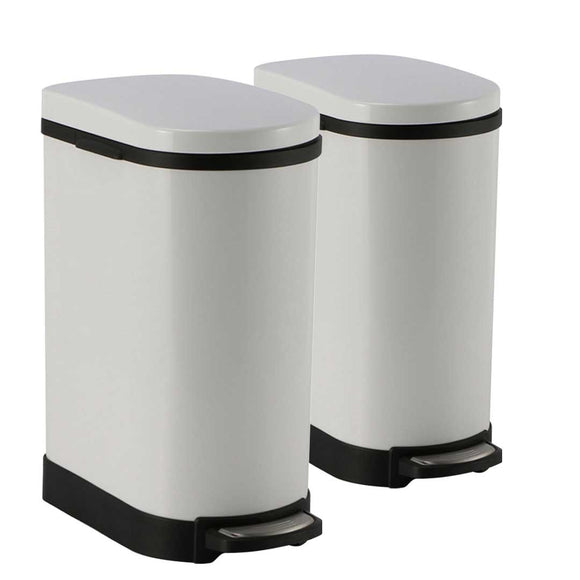 NNEAGS 2X 10L Foot Pedal Stainless Steel Rubbish Recycling Garbage Waste Trash Bin U White