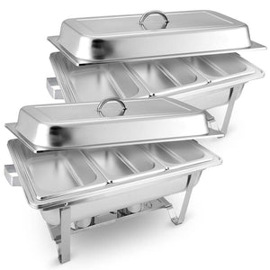 NNEAGS 2X 3L Triple Tray Stainless Steel Chafing Food Warmer Catering Dish