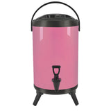 NNEAGS 8L Stainless Steel Insulated Milk Tea Barrel Hot and Cold Beverage Dispenser Container with Faucet Pink