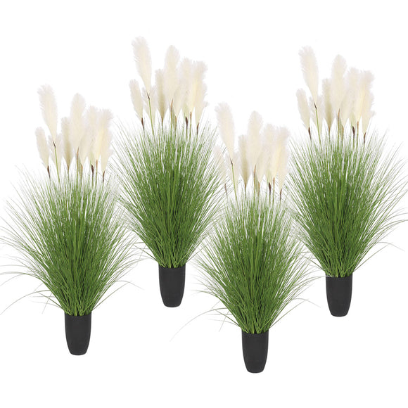 NNEAGS 4X 137cm Green Artificial Indoor Potted Bulrush Grass Tree Fake Plant Simulation Decorative