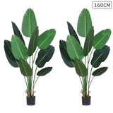NNEAGS 2X 160cm Artificial Green Indoor Traveler Banana Fake Decoration Tree Flower Pot Plant