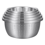 NNEAGS Stainless Steel Nesting Basin Colander Perforated Kitchen Sink Washing Bowl Metal Basket Strainer Set of 5