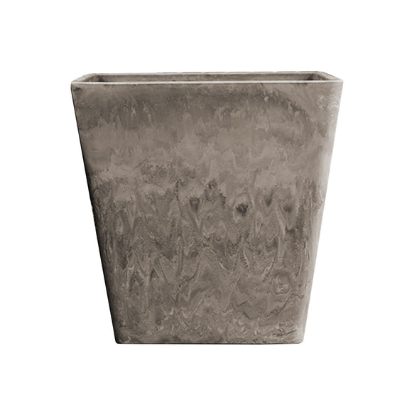 NNEAGS 27cm Sand Grey Square Resin Plant Flower Pot in Cement Pattern Planter Cachepot for Indoor Home Office