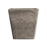NNEAGS 27cm Sand Grey Square Resin Plant Flower Pot in Cement Pattern Planter Cachepot for Indoor Home Office