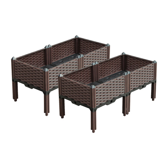 NNEAGS 2X 80cm Raised Planter Box Vegetable Herb Flower Outdoor Plastic Plants Garden Bed with Legs