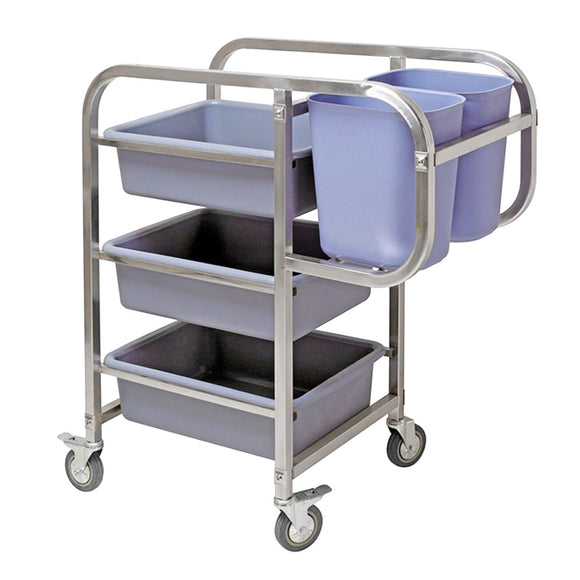 NNEAGS 3 Tier Food Trolley Food Waste Cart Five Buckets Kitchen Food Utility 82x43x92cm Square