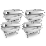 NNEAGS 4X Stainless Steel Chafing Food Warmer Catering Dish 9L Full Size