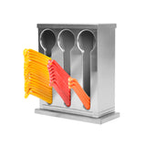 NNEAGS Stainless Steel Buffet Restaurant Spoon Utensil Holder Storage Rack 3 Holes