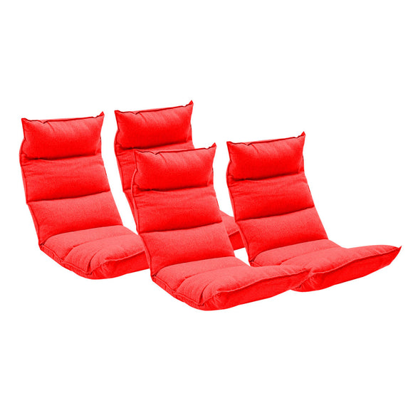 NNEAGS 4X Foldable Tatami Floor Sofa Bed Meditation Lounge Chair Recliner Lazy Couch Red