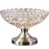 NNEAGS Bronze Pedestal Crystal Glass Fruit Bowl Candy Holder Countertop Dessert Serving Basket Decor