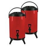NNEAGS 2X 18L Stainless Steel Insulated Milk Tea Barrel Hot and Cold Beverage Dispenser Container with Faucet Red