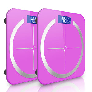 NNEAGS 2X 180kg Glass LCD Digital Fitness Weight Bathroom Body Electronic Scales Pink