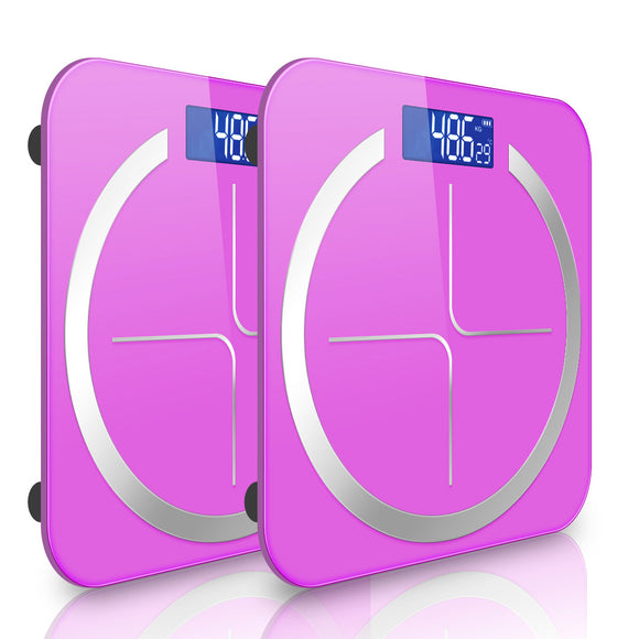 NNEAGS 2X 180kg Glass LCD Digital Fitness Weight Bathroom Body Electronic Scales Pink