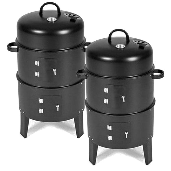 NNEAGS 2X 3 In 1 Barbecue Smoker Outdoor Charcoal BBQ Grill Camping Picnic Fishing