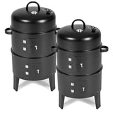 NNEAGS 2X 3 In 1 Barbecue Smoker Outdoor Charcoal BBQ Grill Camping Picnic Fishing