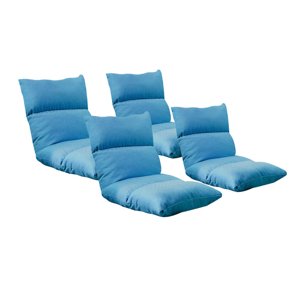 NNEAGS 4X Lounge Floor Recliner Adjustable Lazy Sofa Bed Folding Game Chair Blue