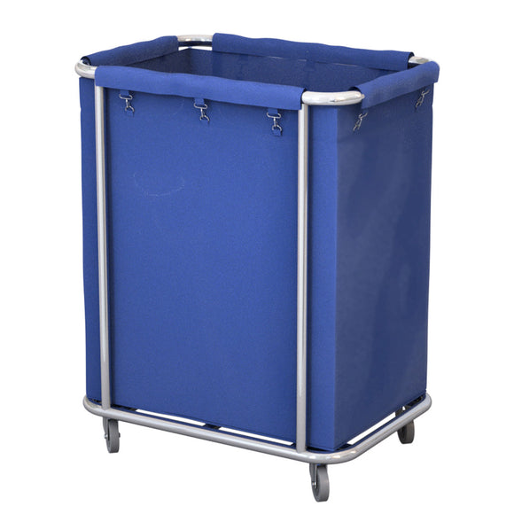 NNEAGS Stainless Steel Square Soiled Linen Laundry Trolley Cart with Wheels Blue