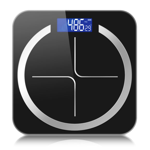 NNEAGS 180kg Glass LCD Digital Fitness Weight Bathroom Body Electronic Scales Black