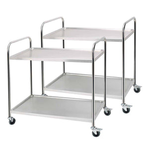 NNEAGS 2X 2 Tier 86x54x94cm Stainless Steel Kitchen Dinning Food Cart Trolley Utility Round Large