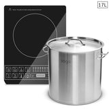 NNEAGS Electric Smart Induction Cooktop and 17L Stainless Steel Stockpot 28cm Stock Pot