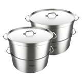 NNEAGS 2X 304 Stainless Steel Steamer With 2 Tiers Top Food Grade 28*18cm