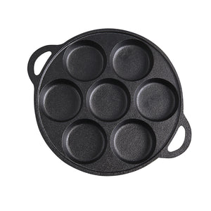 NNEAGS 31.5cm Cast Iron Takoyaki Fry Pan Octopus Balls Maker 7 Hole Cavities Grill Mold